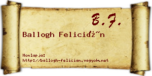 Ballogh Felicián névjegykártya